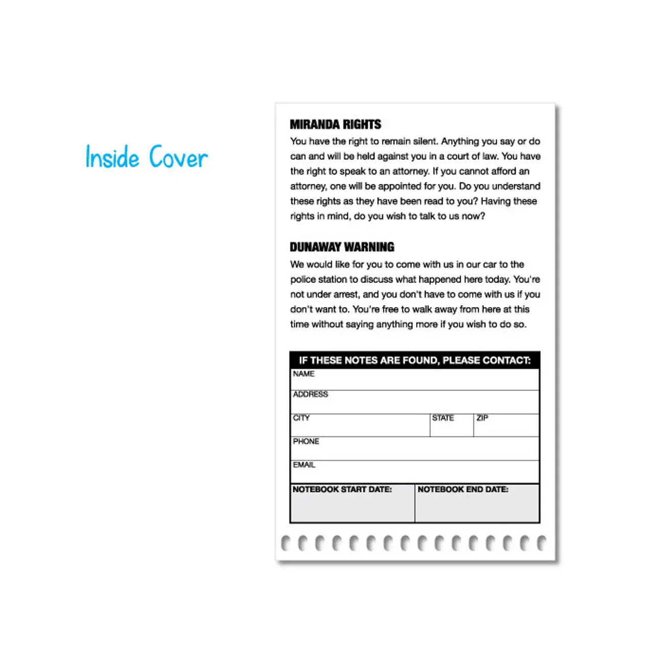 Pocket Sized Police Field Interview Notebook Portage