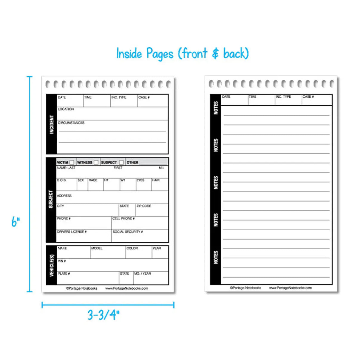 Police Notebook Layout Pocket Sized Police Field Interview Notebook - ShieldBox