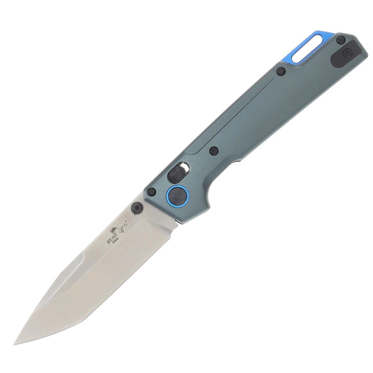 Nekama™ I Gray & Blue Aluminum Handle Modified Tanto Blade