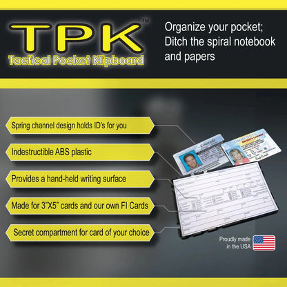 Tactical Pocket Klipboard (TPK) w/ Field Interview Cards Tactical Klips