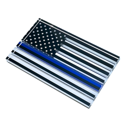Challenge Coin Tabletop Flag Display - Thin Blue Line