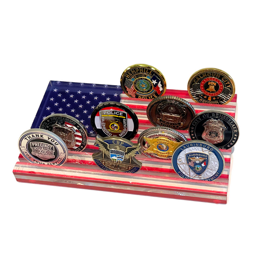 Challenge Coin Tabletop Flag Display - American Flag